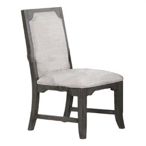 Leslee Dining Armchair Set of 2- Gray Polyester- Sculpted Tall Back
