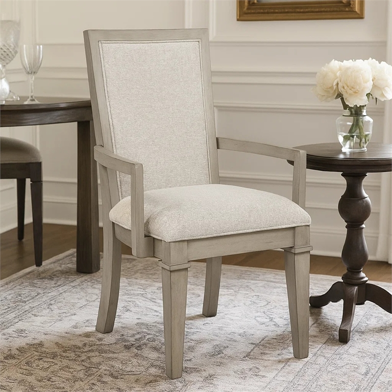 Henry Dining Chair Set of 2- Beige Polyester- Vintage Light Cream