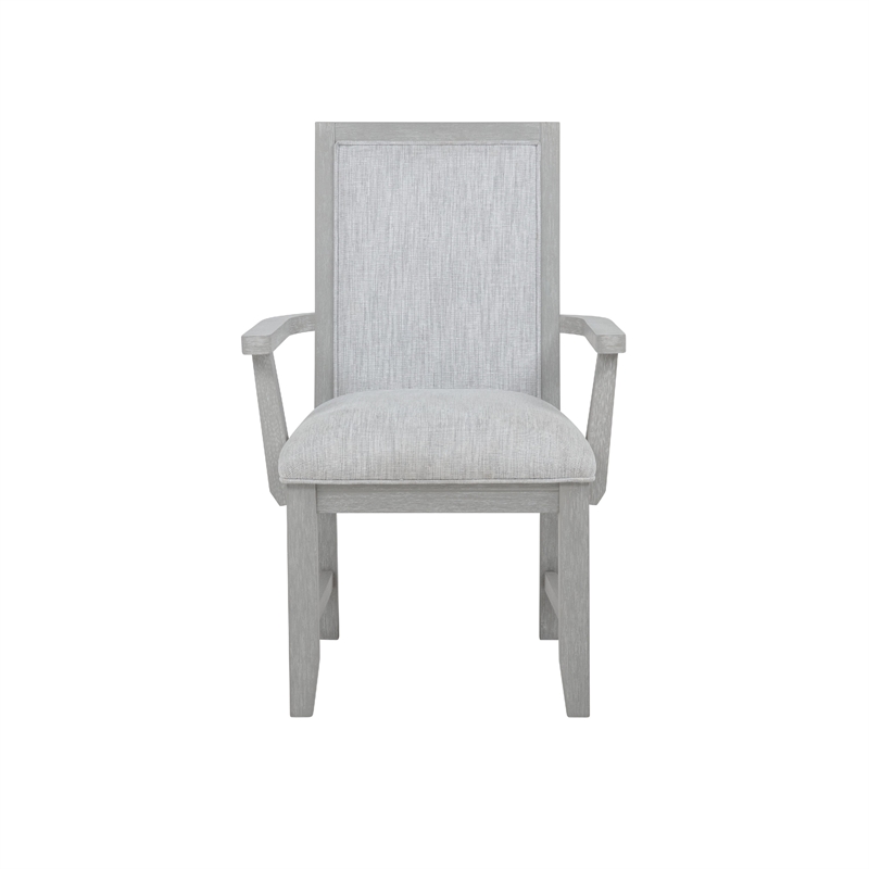 Ion Dining Armchair Set of 2- Padded Polyester Seat- Mist Gray Wood