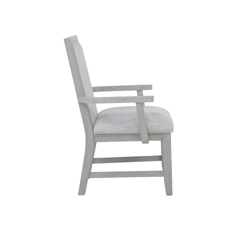 Ion Dining Armchair Set of 2- Padded Polyester Seat- Mist Gray Wood