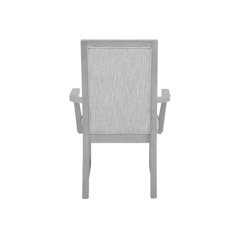 Ion Dining Armchair Set of 2- Padded Polyester Seat- Mist Gray Wood