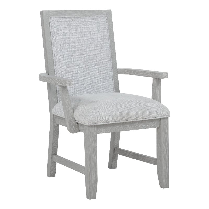 Ion Dining Armchair Set of 2- Padded Polyester Seat- Mist Gray Wood