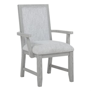 Ion Dining Armchair Set of 2- Padded Polyester Seat- Mist Gray Wood