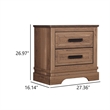 Covy Nightstand- 2 Drawers w Bar Handles- Bracket Feet- Natural Brown