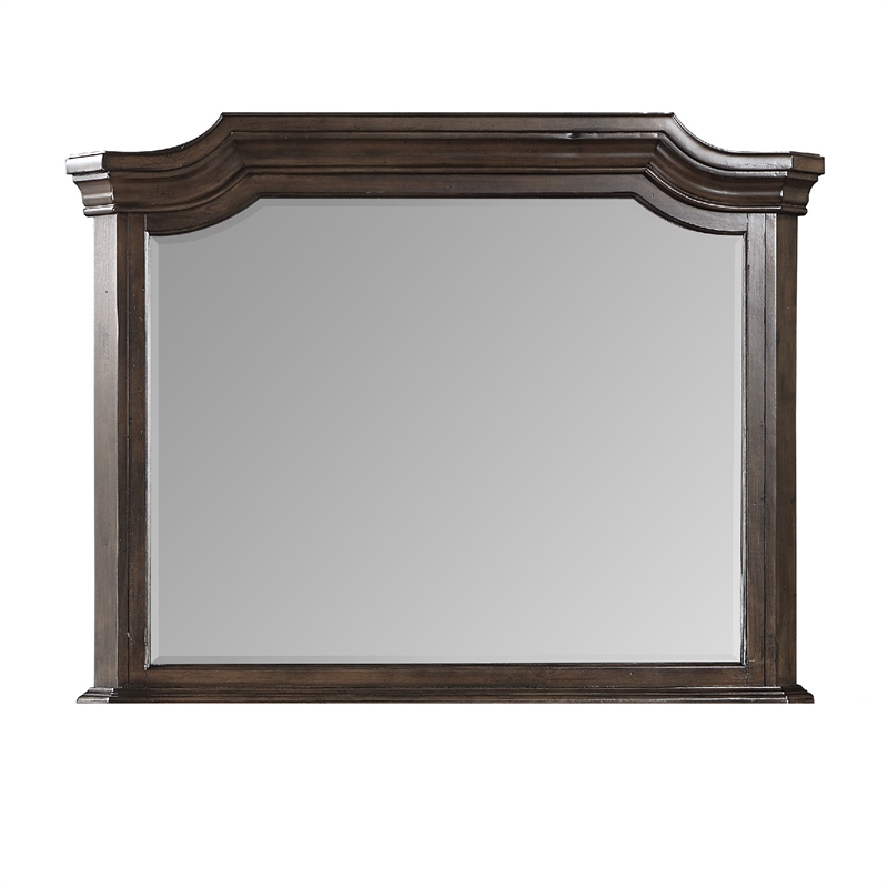 Lynda Dresser Mirror- 44 Inch Low Distortion- Walnut Brown Crown Molding