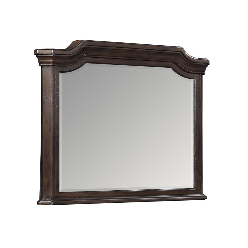 Lynda Dresser Mirror- 44 Inch Low Distortion- Walnut Brown Crown Molding