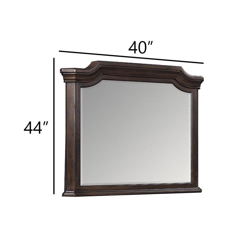 Lynda Dresser Mirror- 44 Inch Low Distortion- Walnut Brown Crown Molding