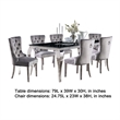 Vendy 7pc Dining Set with Tempered Glass Table- Gray Wingback Chairs
