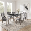 Vendy 7pc Dining Set with Tempered Glass Table- Gray Wingback Chairs