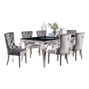 Rico 7pc Counter Height Table Set with 6 Padded Fabric Chairs- Gray