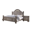 Recus 4pc Queen Bedroom Set with Carved Floral Details- Gray Wood