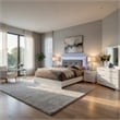 Gely 5pc Queen Bedroom Set- 2 Nightstands- Button Tufted- LED- Glossy White
