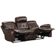 Kesy 2pc Manual Reclining Sofa and Loveseat Set- Brown Faux Leather