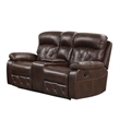 Kesy 2pc Manual Reclining Sofa and Loveseat Set- Brown Faux Leather