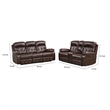 Kesy 2pc Manual Reclining Sofa and Loveseat Set- Brown Faux Leather