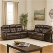 Kesy 2pc Manual Reclining Sofa and Loveseat Set- Brown Faux Leather