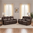 Kesy 2pc Manual Reclining Sofa and Loveseat Set- Brown Faux Leather