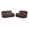 Kesy 2pc Manual Reclining Sofa and Loveseat Set- Brown Faux Leather