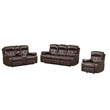 Kesy 3pc Manual Reclining Sofa- Loveseat and Chair Set- Brown Faux Leather