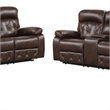 Kesy 3pc Manual Reclining Sofa- Loveseat and Chair Set- Brown Faux Leather