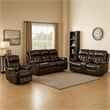 Kesy 3pc Manual Reclining Sofa- Loveseat and Chair Set- Brown Faux Leather
