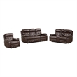 Kesy 3pc Manual Reclining Sofa- Loveseat and Chair Set- Brown Faux Leather