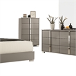 Suni 5pc Queen Bedroom Set w LED Headboard- Light Taupe Gray- Tall Dresser