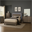 Suni 5pc Queen Bedroom Set w LED Headboard- Light Taupe Gray- Tall Dresser
