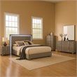 Suni 5pc Queen Bedroom Set w LED Headboard- Light Taupe Gray- Tall Dresser