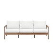Anya Outdoor Sofa- Natural Brown Acacia Wood- White Cushions- 89 Inch