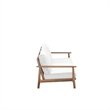 Anya Outdoor Sofa- Natural Brown Acacia Wood- White Cushions- 89 Inch