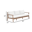Anya Outdoor Sofa- Natural Brown Acacia Wood- White Cushions- 89 Inch