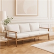 Anya Outdoor Sofa- Natural Brown Acacia Wood- White Cushions- 89 Inch