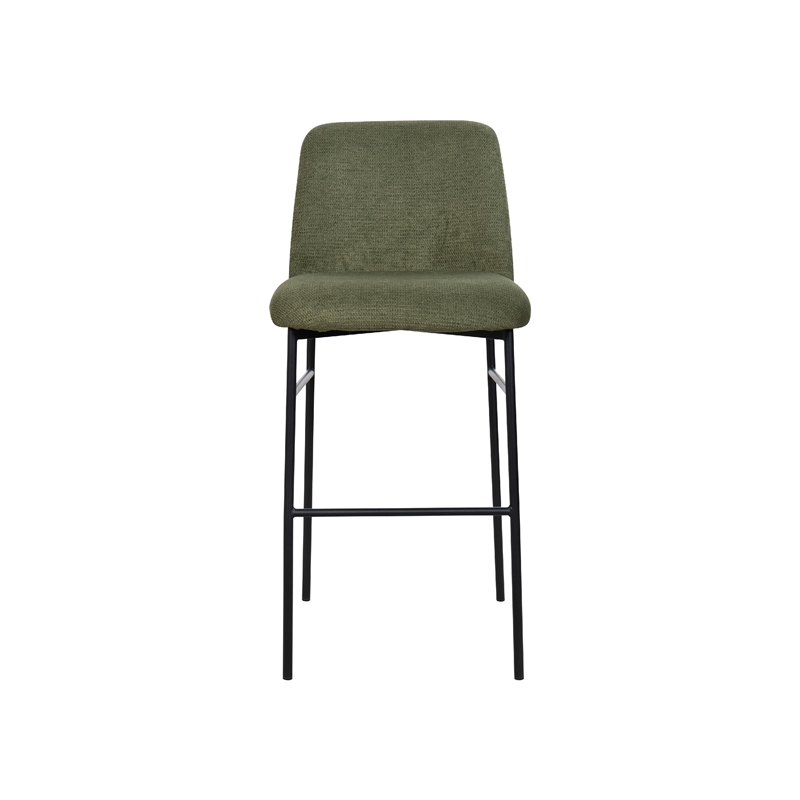 Ery Bar Height Chair Set of 2- Green Cushions- Black Metal Frame