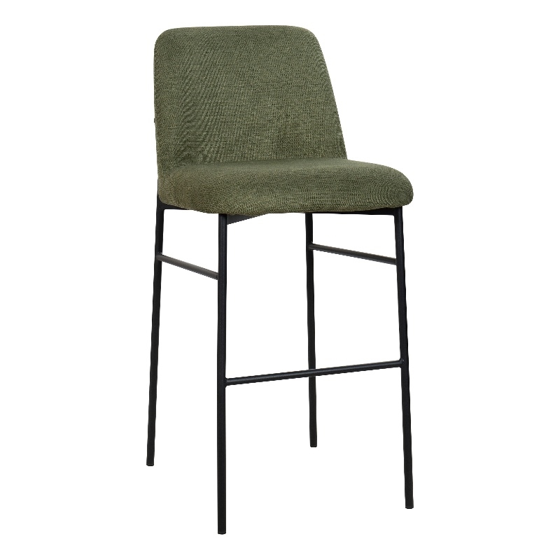 Ery Bar Height Chair Set of 2- Green Cushions- Black Metal Frame