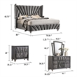 Ino 4pc Queen Bedroom Set with Wingback Headboard- Gray Upholstery