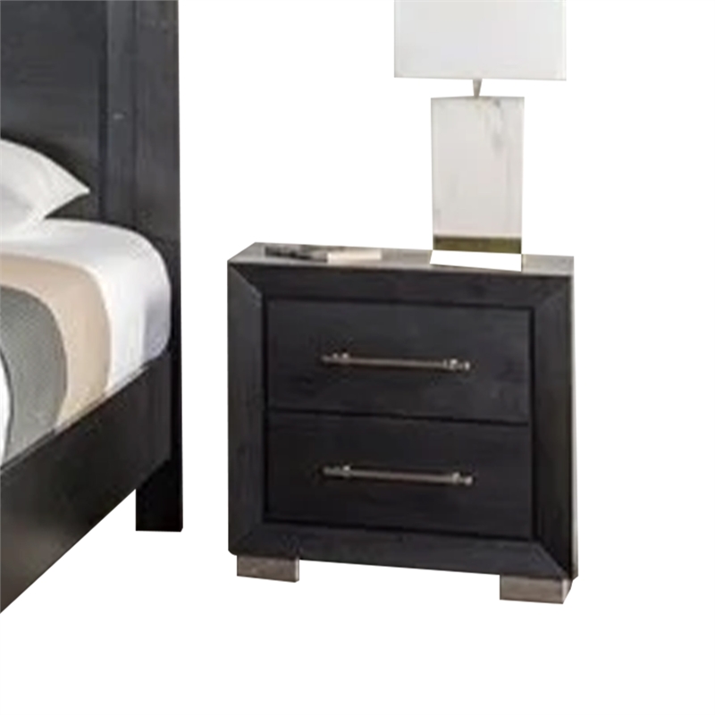 Ashen 4 Piece Queen Bedroom Set- LED Headboard and USB Ports- Black