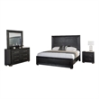 Ashen 4 Piece Queen Bedroom Set- LED Headboard and USB Ports- Black