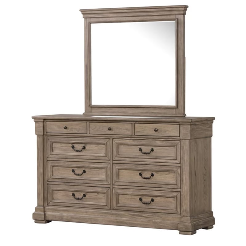 Roi 4pc Queen Bedroom Set- Tall Shutter Headboard- Weathered Gray