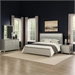 Broy 4pc Queen Bedroom Set w LED Bookcase Headboard- Mirror- Silver
