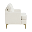 Cole Accent Chair- Foam Fill Beige Chenille- Track Arms- Gold Metal Legs