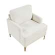 Cole Accent Chair- Foam Fill Beige Chenille- Track Arms- Gold Metal Legs
