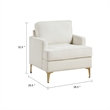 Cole Accent Chair- Foam Fill Beige Chenille- Track Arms- Gold Metal Legs