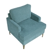 Cole Accent Chair- Peacock Blue Chenille- Track Arms- Gold Metal Legs