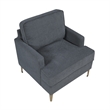 Cole Accent Chair- Dark Gray Chenille- Track Arms- Gold Metal Legs