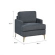 Cole Accent Chair- Dark Gray Chenille- Track Arms- Gold Metal Legs