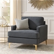 Cole Accent Chair- Dark Gray Chenille- Track Arms- Gold Metal Legs
