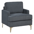 Cole Accent Chair- Dark Gray Chenille- Track Arms- Gold Metal Legs