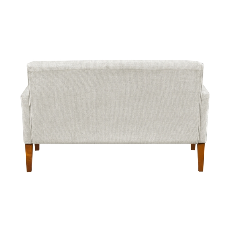 Bei Loveseat- Beige Chenille Cushion- Walnut Brown Solid Wood- 55 Inch