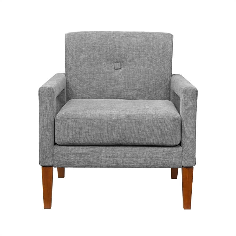 Bei Armchair- Gray Chenille Cushion- Walnut Brown Solid Wood